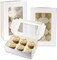 20-Pc White 6-Cupcake Boxes – PVC Window, Inserts, Auto-Popup, 9x6x3in